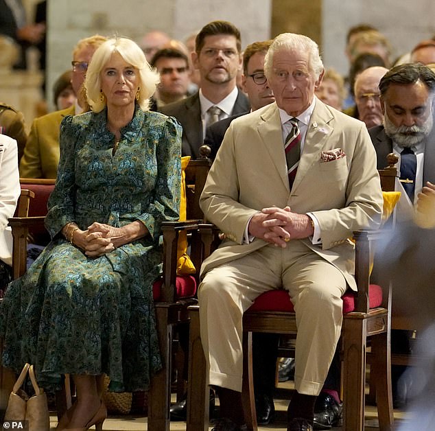 The King, who was the Prince of Wales for more than 53 years, and Queen visited Brecon Cathedral this afternoon