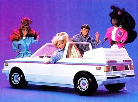 While Barbie has largely stayed local in terms of favouring drop-top sports cars, she has often flirted with models from the European market, like the 1981 VW Rabbit (or Golf in Europe and the UK) Cabriolet, pictured