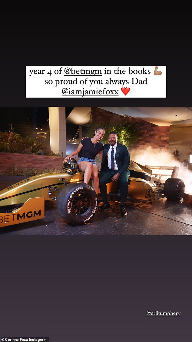 „So stolz auf dich“: Foxx‘ Tochter Corinne Fox lobte ihren Vater, als sie am Donnerstag in ihren Instagram Stories einen Ausschnitt der beiden gemeinsam teilte