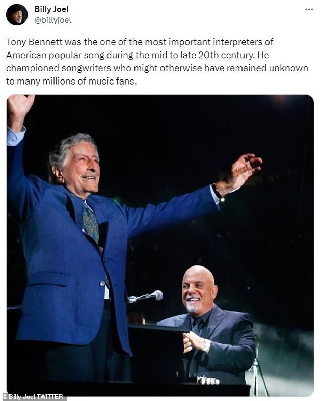 Icon: Singer Billy Joel described Tony as 'one of the most important interpreters of American popular song during the mid to late 20th century' as he paid tribute