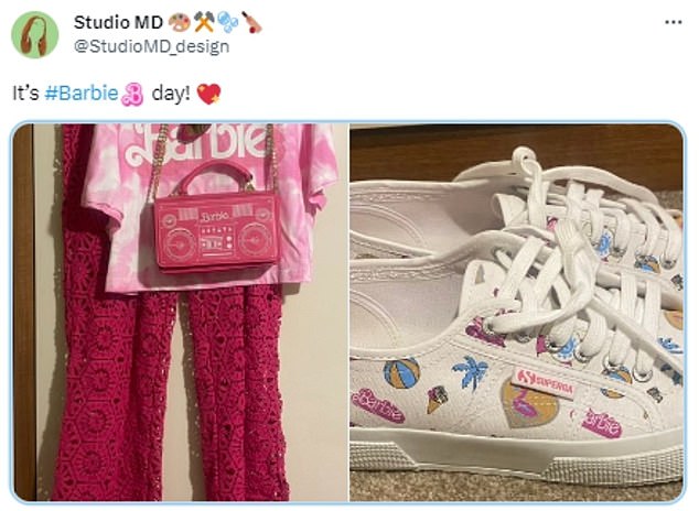 Delighted Barbie fans on social media shared images of their pink outfits