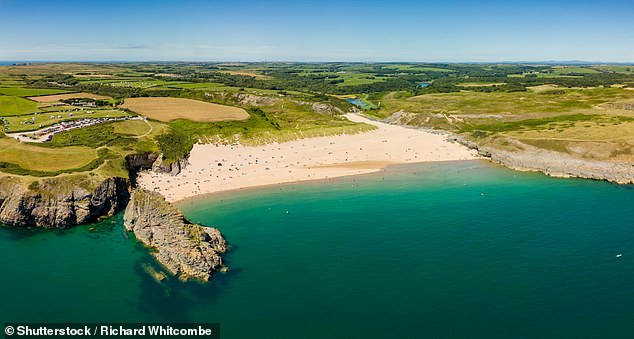 BROAD HAVEN SOUTH BEACH, PEMBROKE: Here you'll find golden sand backed by dunes, as noted by the Pembrokeshire Coast website - plus 'an intriguing limestone stack, known as Church Rock, just offshore