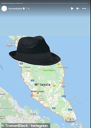 Matty appeared to snub the Malaysian authorities in a series of Instagram stories, including editing his hat onto the map of Malaysia