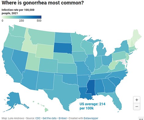 Infection rate for gonorrhea cases