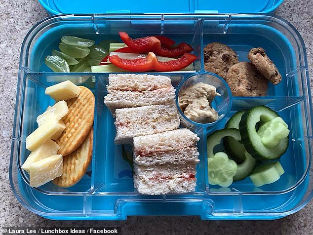 British mother Laura Lee shared this photo of her toddler son's lunch box. She revealed how the mini cookies were returned home uneaten