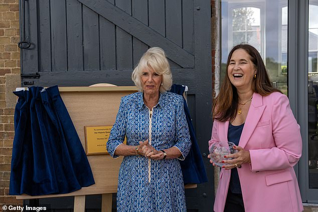 Before she left, Camilla was invited to unveil a plaque and pose for a team photographer marking her visit