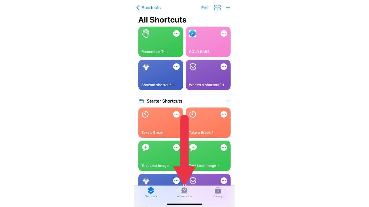 Open shortcuts app
