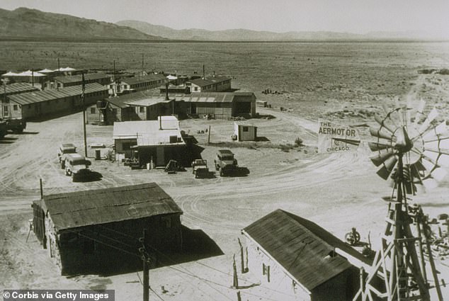 The base camp at the Trinity nuclear test site pictured as the bomb was being developed