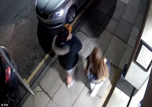 Connor and Amber are pictured together in CCTV the night she was killed. The pair were seen walking on a street in Hamilton, South Lanarkshire at 9.55pm