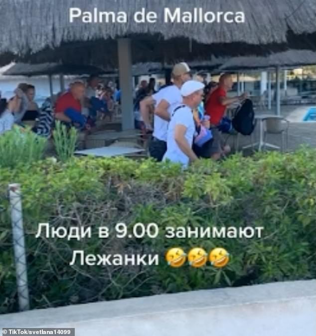 Tourists in Palma de Mallorca raced to reserve a sun lounger at 9am as they sprinted alongside the pool