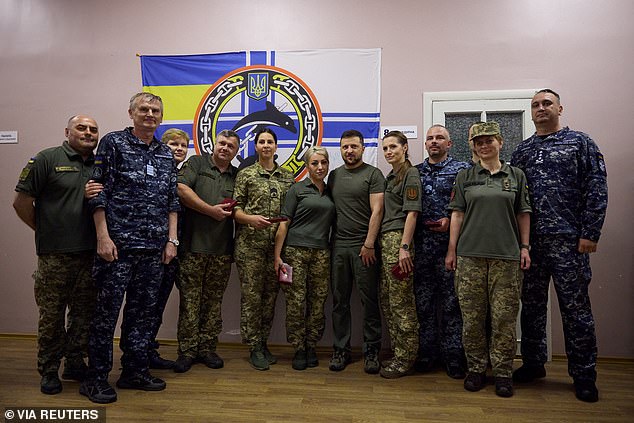 The liberation of Staromaiorske is a major breakthrough for Ukraine and President Volodymyr Zelensky (pictured with Ukrainian service members as he visits a military hospital in the town of Ochaki)