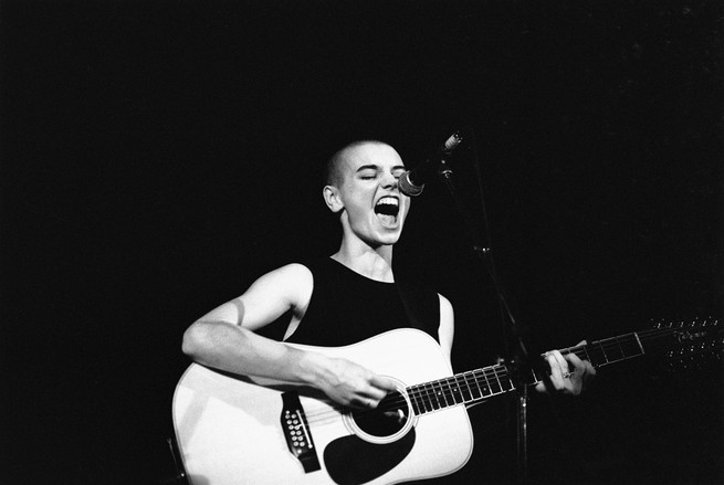 The singer Sinéad O’Connor, performing in concert