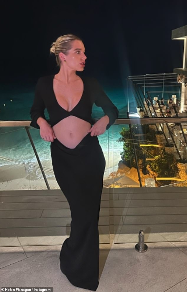 Pose: It comes after Helen looked nothing short of sensational in a black dress with cut out detail as she posed up a storm during her sun-soaked Barbados getaway on Friday