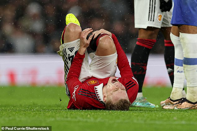 Van de Beek (pictured) suffered a horror knee injury in January that has kept him out of the side towards the back end of the season