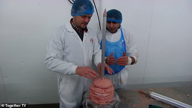 Lamb skin is placed in between each disc, which helps to bind the entire kebab together