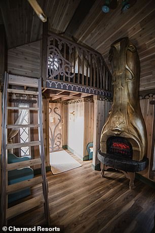 Like all Charmed Resorts cottages, Rumpelstiltskin's Tower comes equipped with a mixture of double beds and bunkbeds, an electric fire, an outdoor wood-fired hot tub and a picnic area