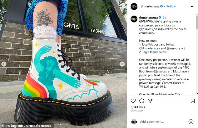 The artist who designed the shoes, Jess Vosseteig, said they wanted to include two people that were part of the queer community on the shoes