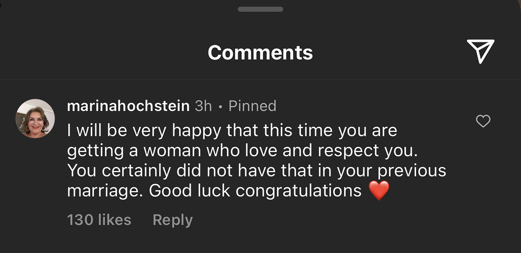 Mariana Hochstein's Instagram comment