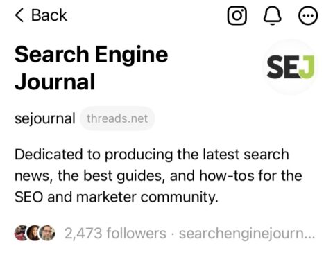 Folgen Sie dem Search Engine Journal in Threads