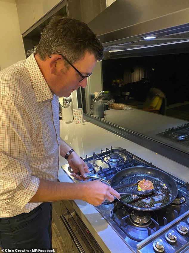 MP for Mornington Chris Crewther reposted a photo of Mr Andrews cooking a vegetarian patty on his gas stove during a Covid lockdown in April, 2020