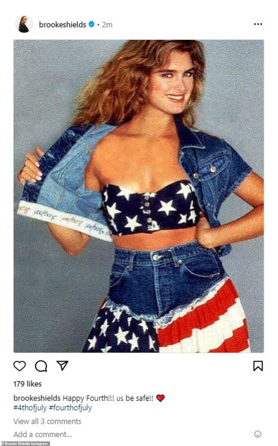 4th! Fourth of July - which fell on a Tuesday this year - is here. Stars were quick to take to social media to wish their followers well on the annual American holiday that is also known as Independence Day. Brooke Shields was one of the first celebrities to take to Instagram to wish all well as she posted a pretty throwback photo from her modeling days. 'Happy 4th! US be safe,' wrote the actress in her caption