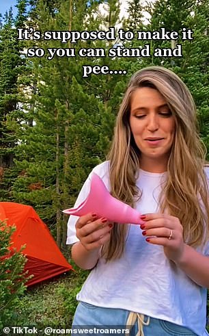TikTokerin Hannah Lane hat ein Video von ihrem Versuch gemacht, beim Camping ein Pinkelgerät zu benutzen