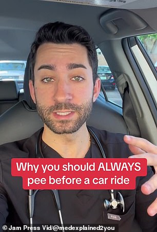 Der Medizinstudent Nicholas Romano teilte auf TikTok mit, dass das Pinkeln vor dem Einsteigen ins Auto das Risiko eines Blasensprungs bei einem Unfall verringern kann