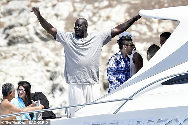 NBA legend Shaquille O'Neal was spotted soaking up the sun on a yacht with friends