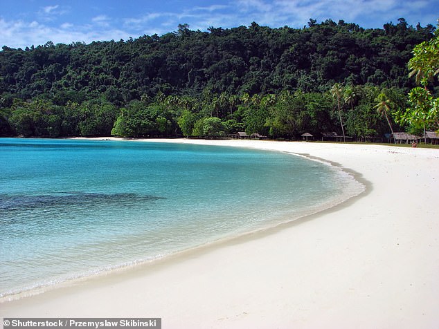 40. CHAMPAGNE BEACH, VANUATU: ‘One of the world’s most picturesque beaches, this spot has clear blue waters and sparkling sand,’ says Big 7 Travel, adding: ‘Once you’ve worked up an appetite for swimming, you’ll be grateful for all those fresh fruit stalls, freshly prepared crab and lobster, and cute beachside shacks too’