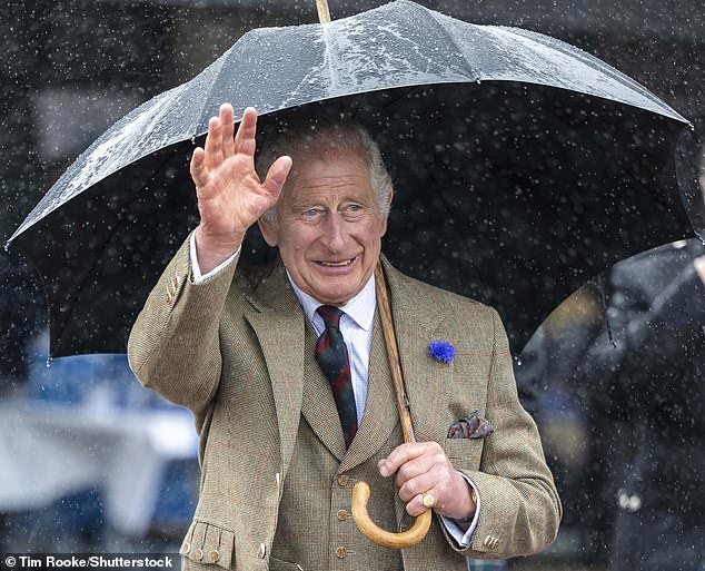 For the engagement, the royal, 74, wore a green kilt and tweed jacket with a matching waistcoat