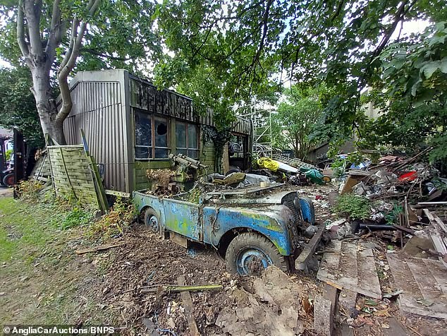 A 1951 Land Rover Series, which had sunk into mud, was one of the classic cars that took two days to carefully extract from the barn