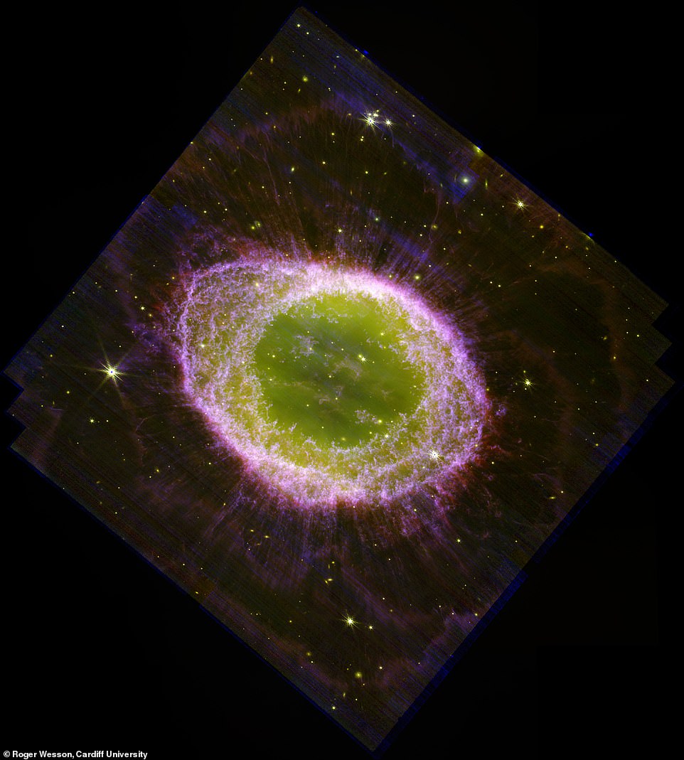Fascinating: Taken by NASA's James Webb Space Telescope (JWST), the picture reveals the intricate and ethereal beauty of the iconic Ring Nebula in never-before-seen detail