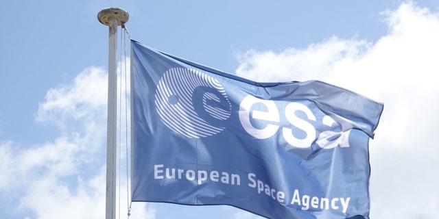 A European Space Station flag flies