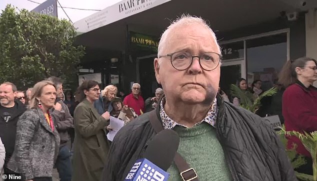 The actor, 83, was spotted with the blemish while attending a protest to prevent the closing of a 136-year-old Australia Post office in Glenroy from being closed