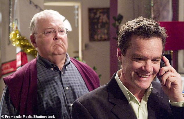 Smith is pictured in a classic episode of Neighbours alongside Stefan Dennis