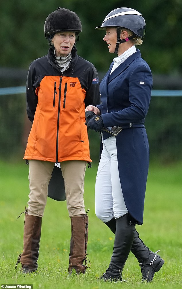 They were joined at the prestigious occasion, held at the Princess Royal 's estate, by their grandmother Princess Anne, 72, and Mia's mother Zara Tindall, 42 (pictured together)