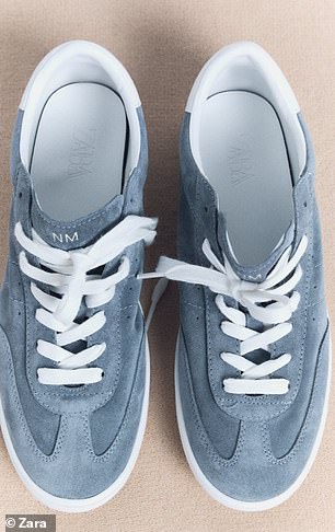The trainers come in a powder blue, which is sure to be a hit