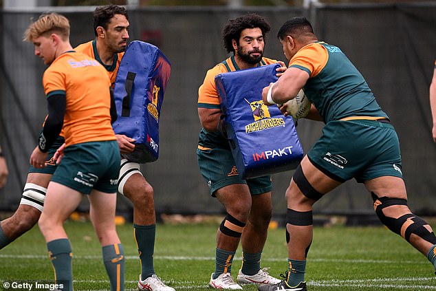 Wallabies players are put through their paces in their captain's run ahead of the second Bledisloe Cup Test match against New Zealand