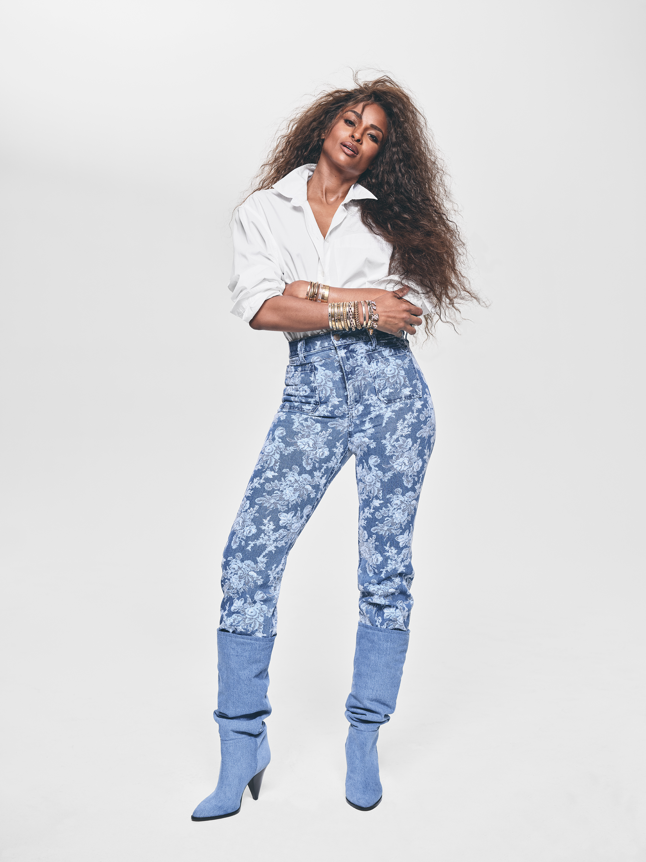 Ciara in floral jeans