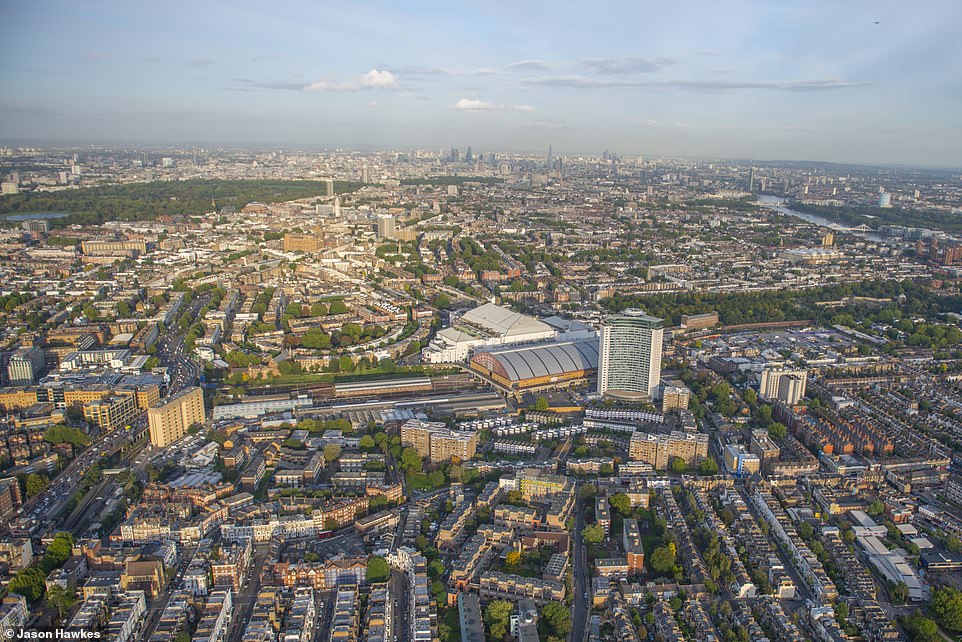 THEN: Aerial view of Earl's Court, Earl's Court, Royal Borough of Kensington and Chelsea, London in 2013
