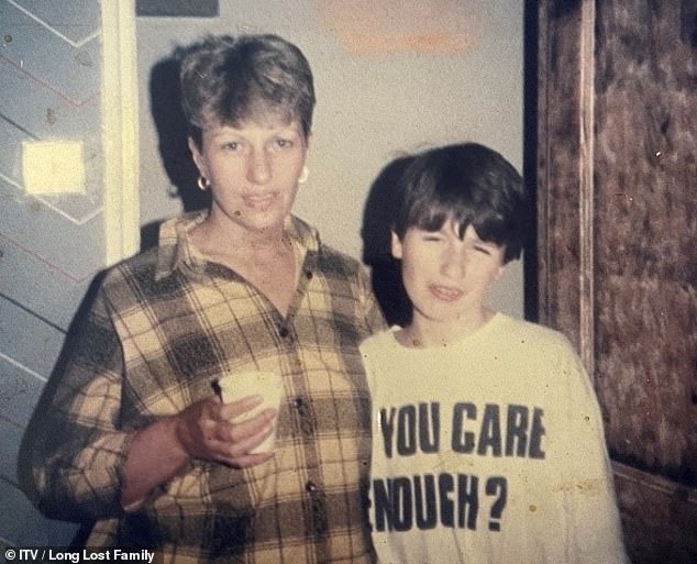 Pictured: Simon and his late mother Beverley when he was a child. He only discovered he had a big sister when he was 14