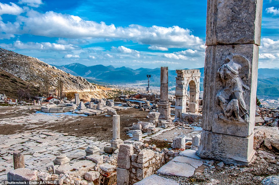 Sagalassos, pictured, was conquered by Alexander the Great in the 4th Century BC, Clare learns during her tour