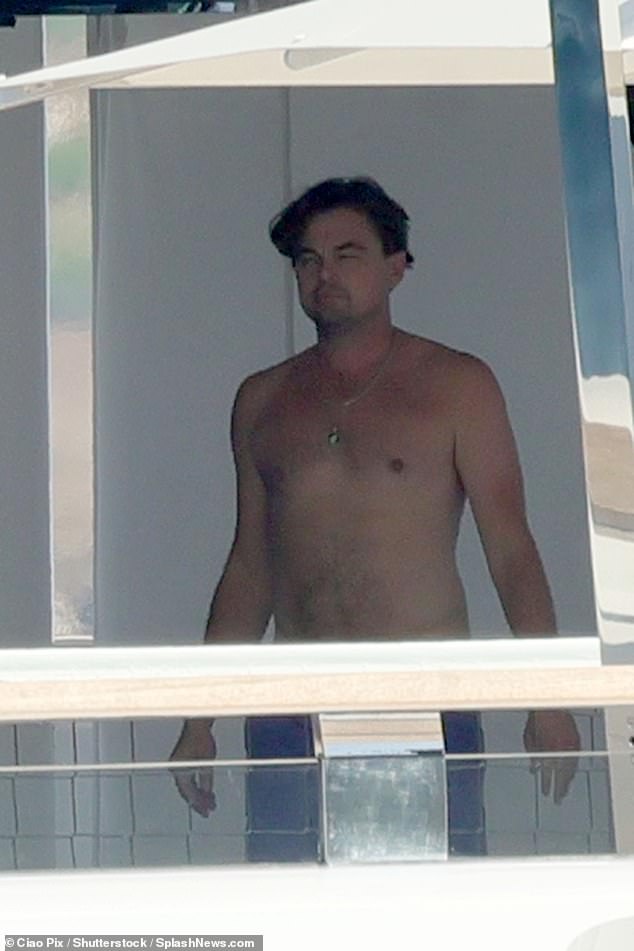 In good company: DiCaprio was joined by Neelam Gill as they relaxed on a yacht with a group of friends in Porto Cervo, Sardinia