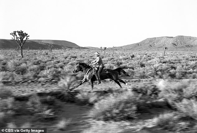 Gene Autrey filmed all five seasons of his eponymous cowboy show in the town. Above, Autry chases an outlaw gang on a horse in the episode The Lost Chance