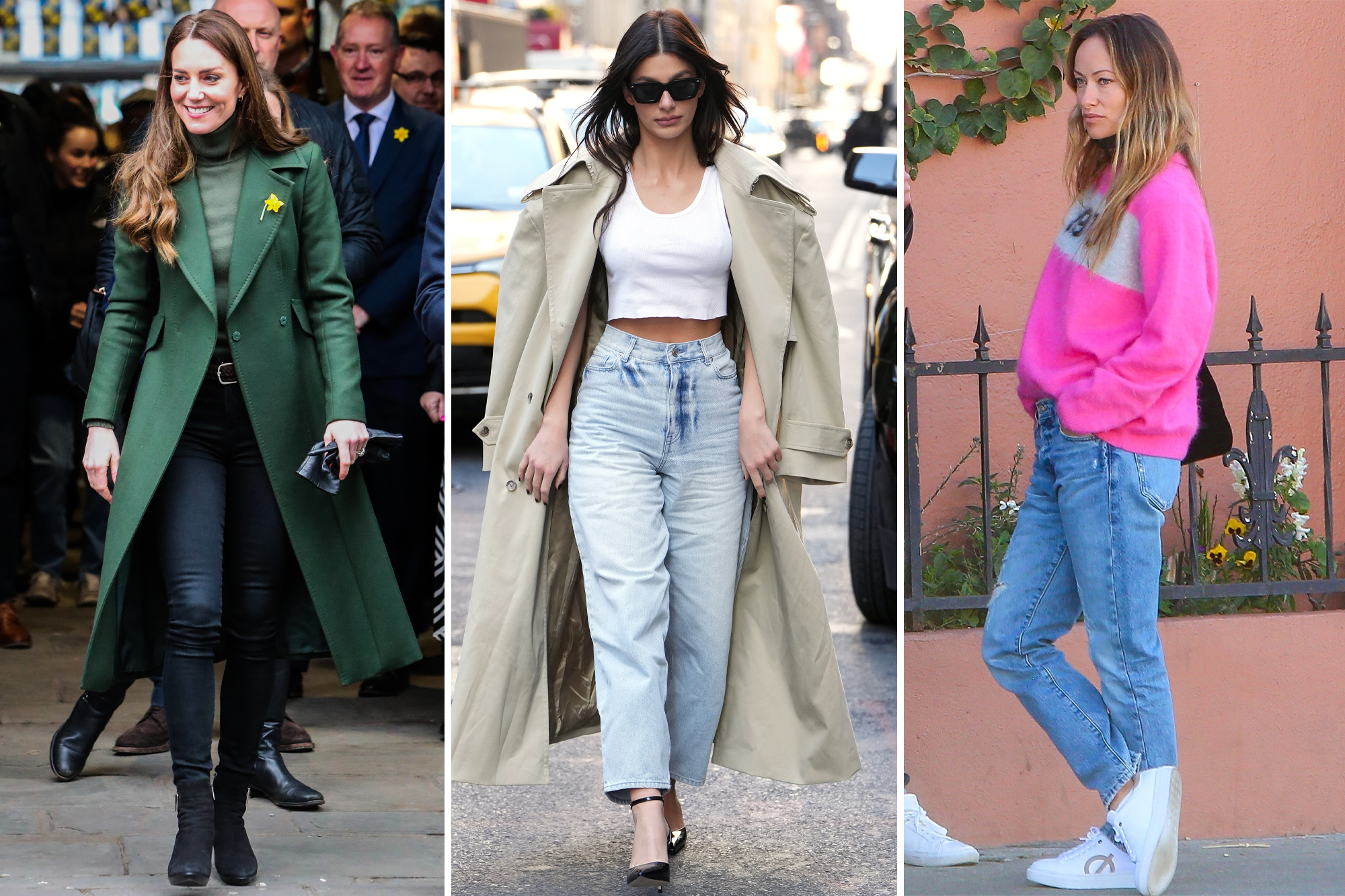 Kate Middleton, Camila Morrone and Olivia Wilde in Frame Jeans
