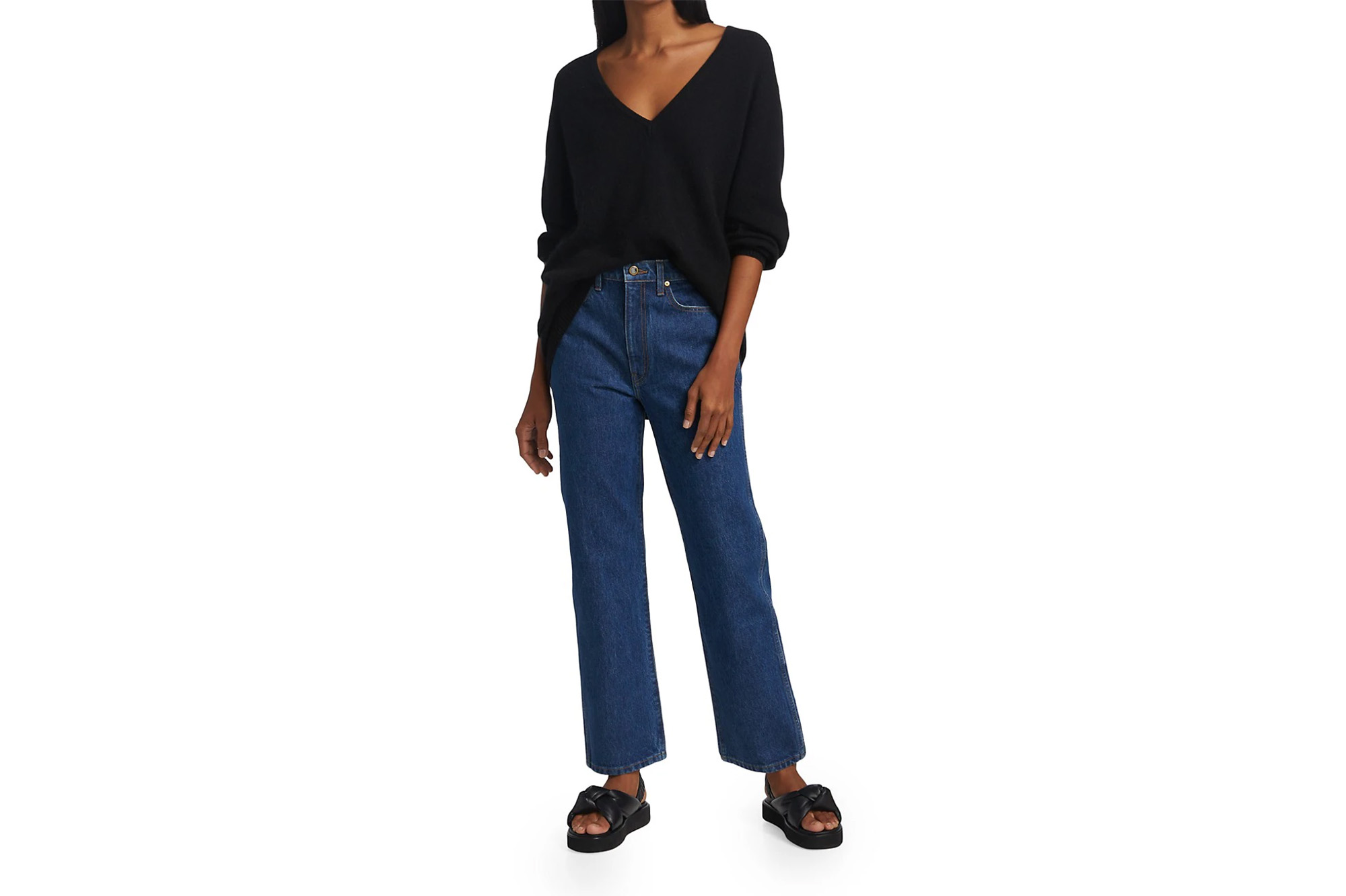 A model in Khaite jeans