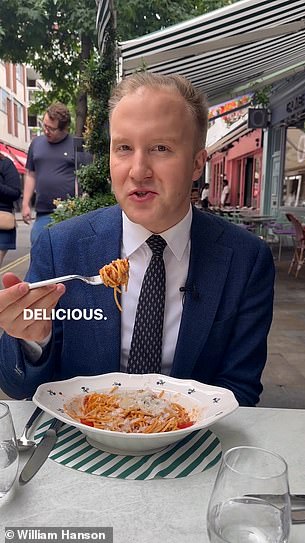 MailOnline Travel asked William if it's ever OK to suck the spaghetti strands and slurp. 'No,' replied William. 'In Western dining we shouldn't make noise when eating'