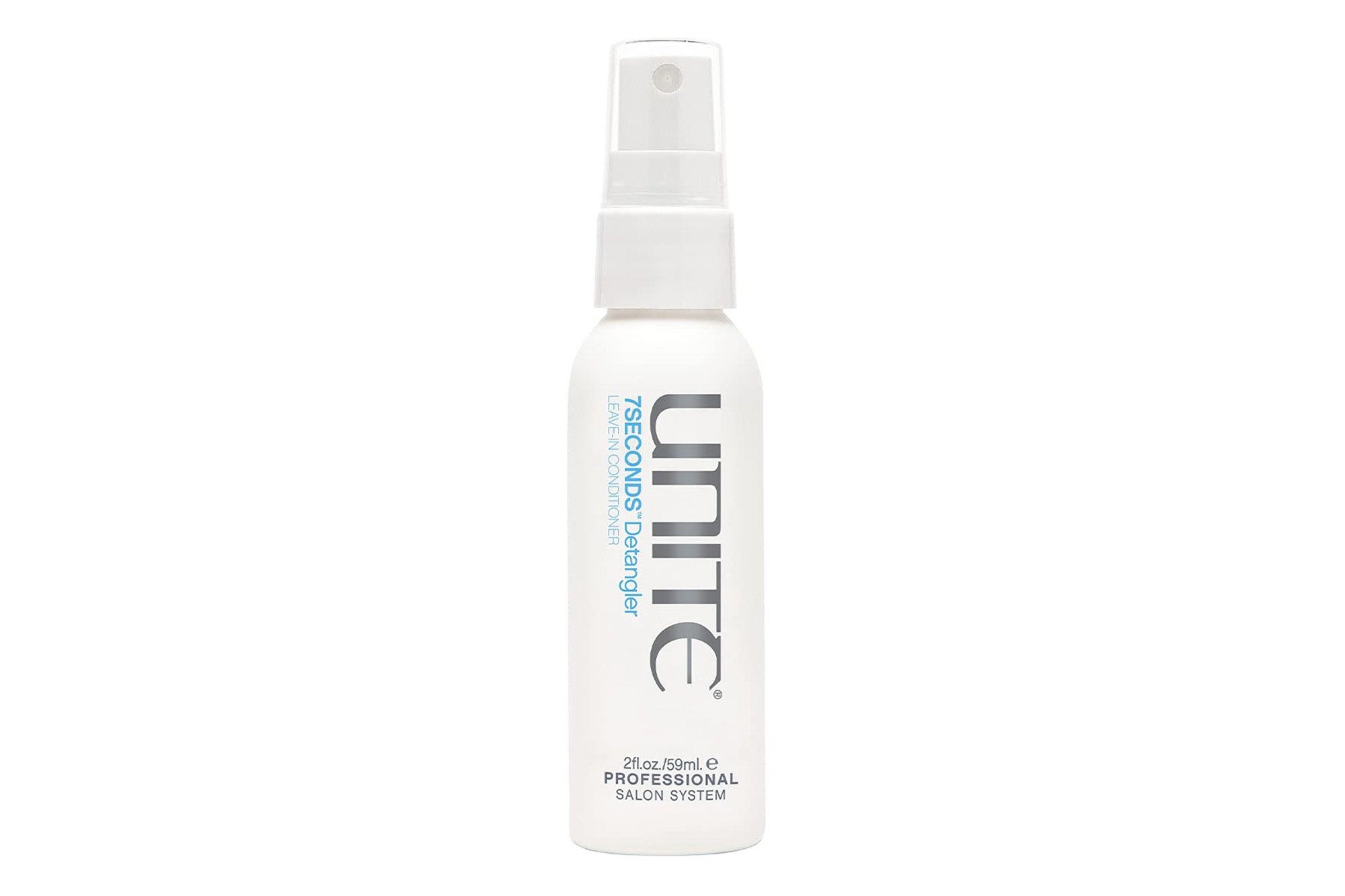 A white spray bottle of Unite hair detangler