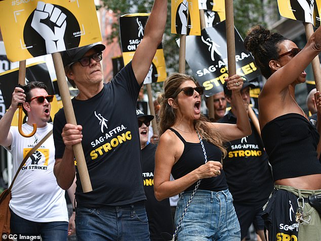 Picketing: Big names like Kevin Bacon and Marisa Tomei have taken to the picket line in recent weeks in support of the SAG-AFTRA strike