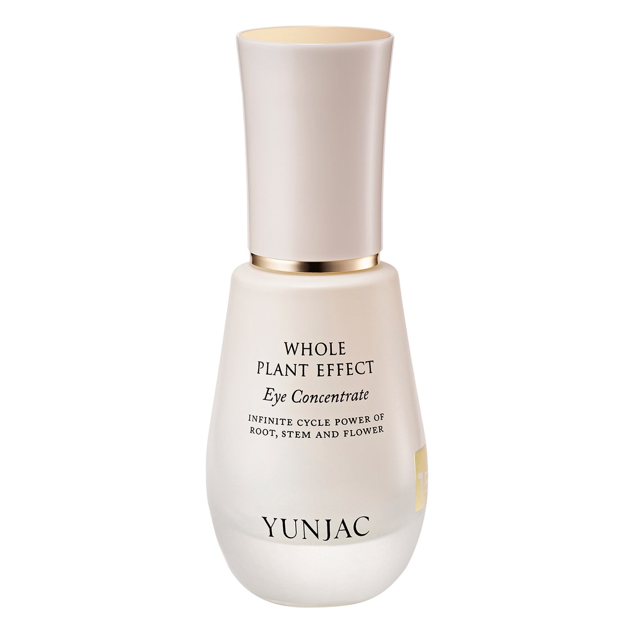 Yunjac Whole Plant Effect Eye Concentrate abgerundete beige Flasche auf weißem Hintergrund